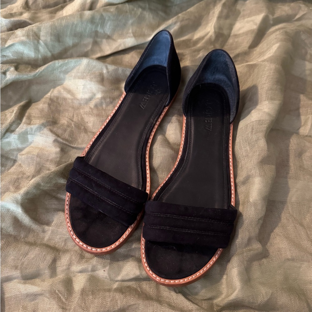 Black J Crew Flats Sandals